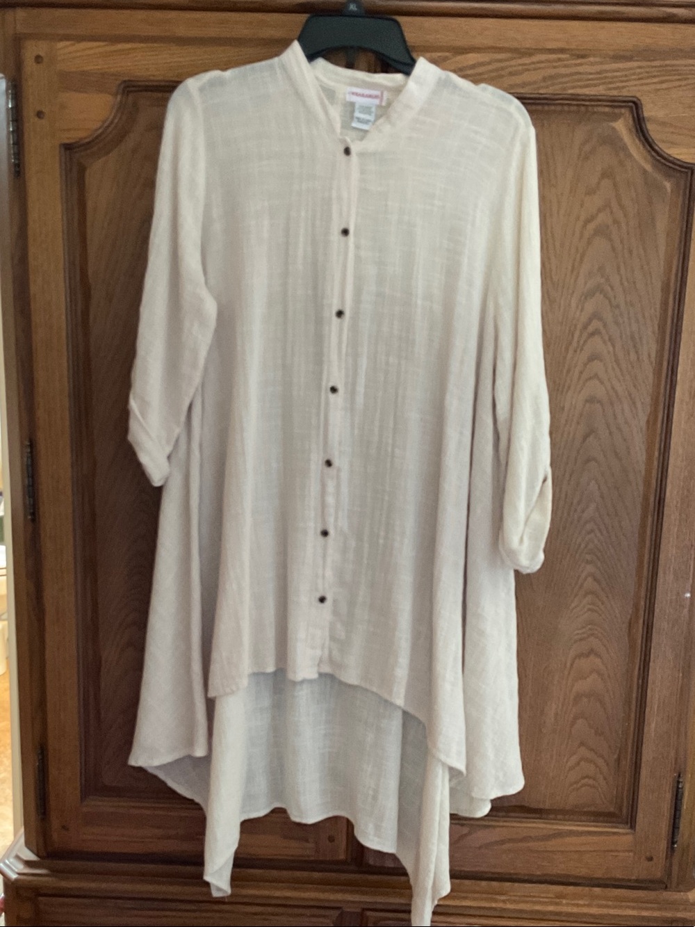 Light Cream Button-Front Tunic Top - Unbranded